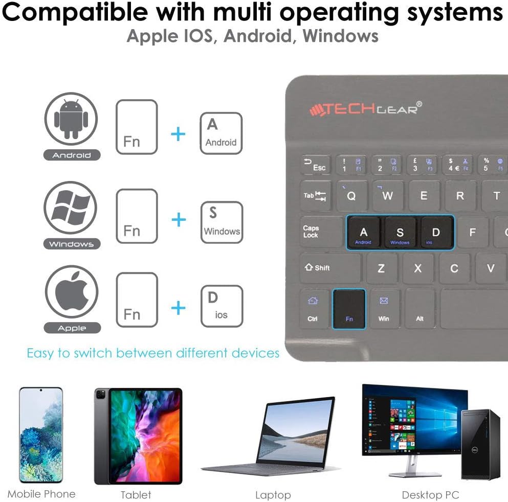 [Active Strike] Slim Line Bluetooth Wireless UK QWERTY Keyboard With Carry Case