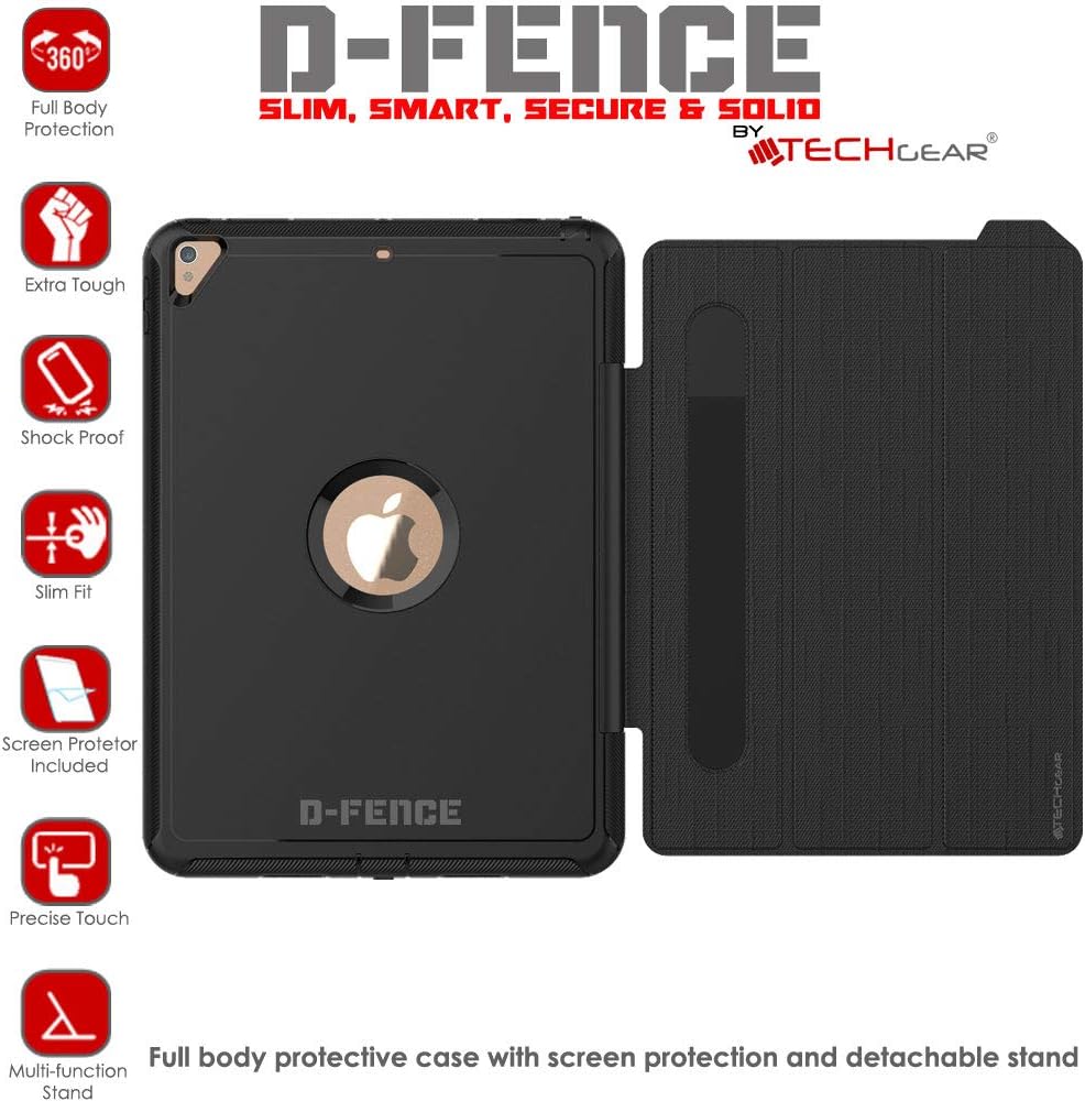 [D-FENCE Case] Tough & Rugged Smart Case For Apple iPad Air 3 2019, iPad Pro 10.5"