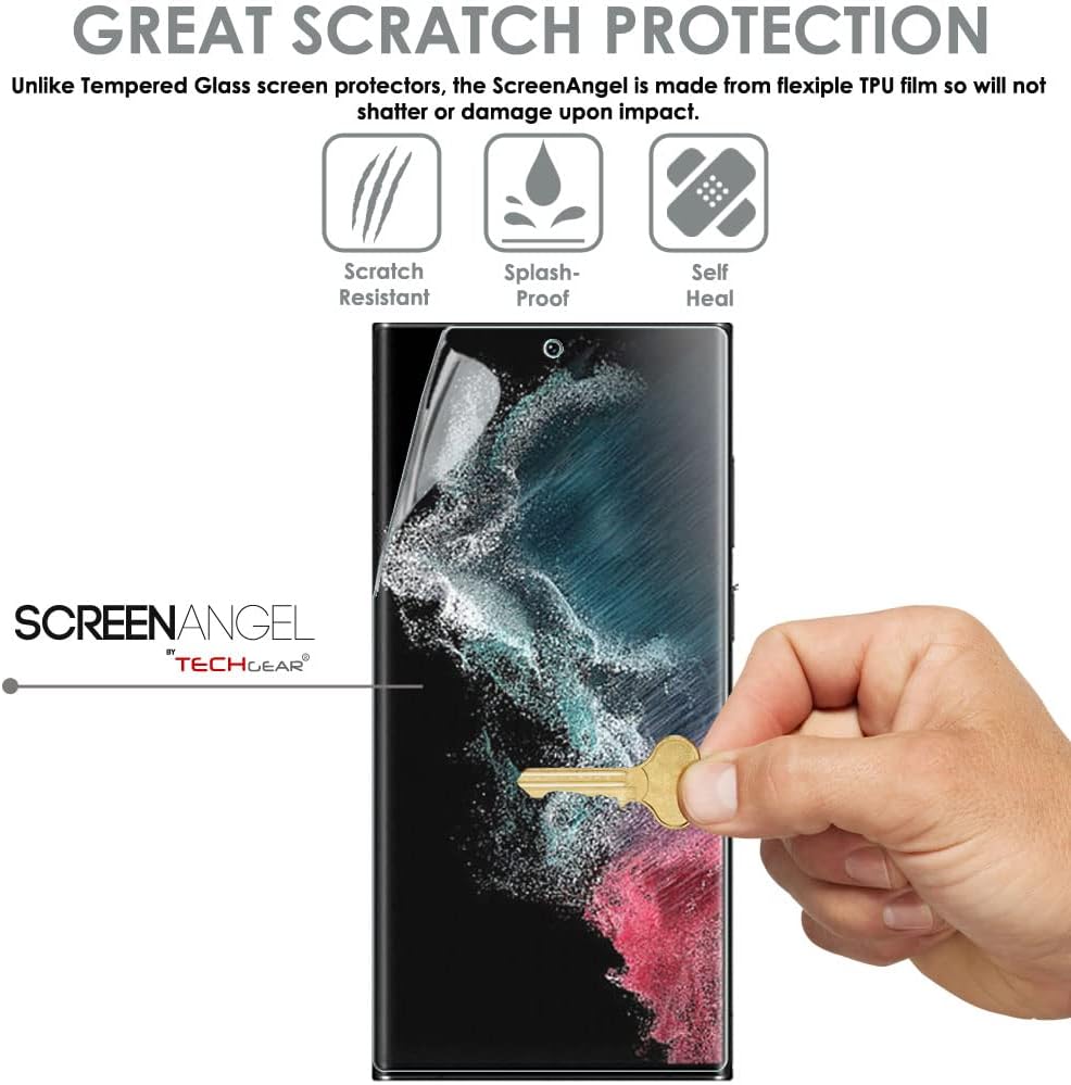 [Screen Angel Edition] Case Friendly Screen Protector [Bubble Free] [FULL Screen Coverage] HD Clear Flexible TPU Film For Samsung Galaxy S24 Ultra