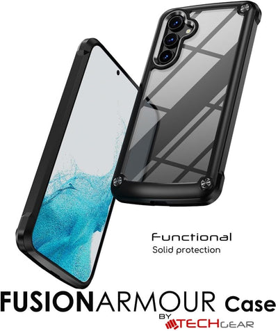 [Fusion Armour Case] Premium Hybrid Tough Heavy Duty, Clear Back, Bumper Case for Samsung A54 5G