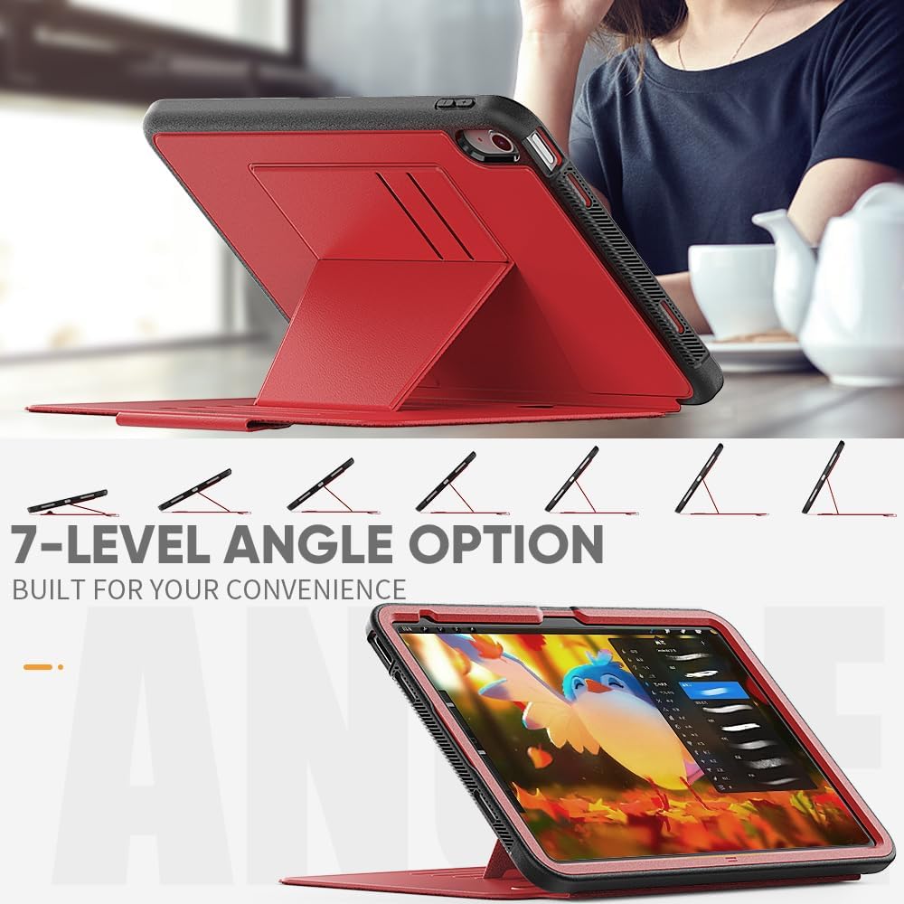 [Enduro Case] Tough Strong Magnetic & Flip Case [Auto Sleep/Wake] Cover with Multi-Angle Stand & Card Slot For Apple iPad 11th & 10th Generation, iPad 2025 / 2022