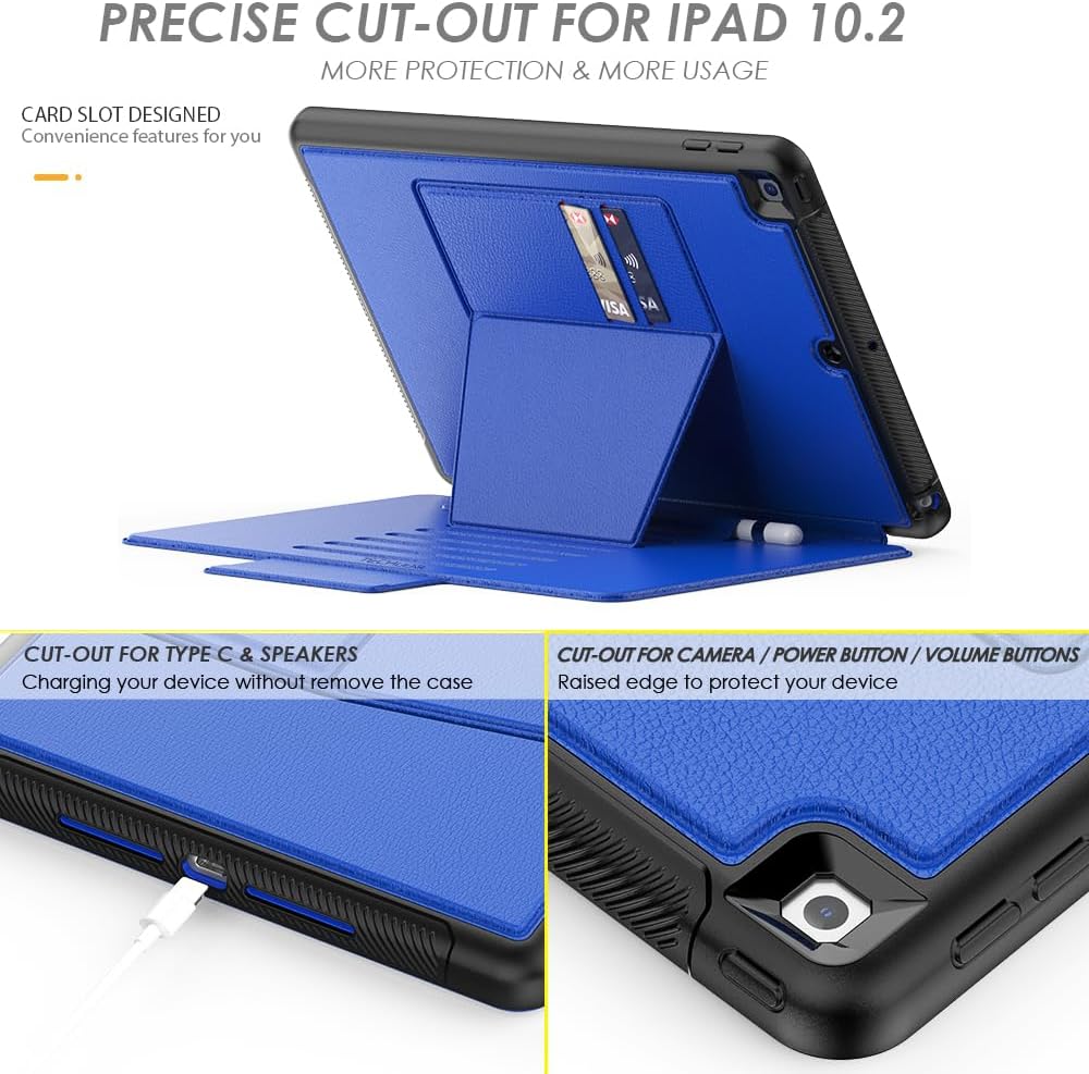 [Enduro Case] Tough Strong Magnetic & Flip Case [Auto Sleep/Wake] Cover with Multi-Angle Stand & Card Slot For Apple iPad 10.2" 2021-2019 9th-7th Gen