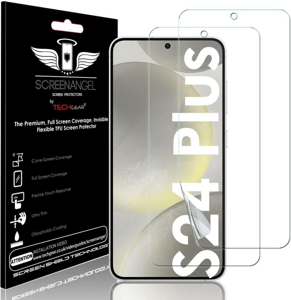 [Screen Angel Edition] Case Friendly Screen Protector [Bubble Free] [FULL Screen Coverage] HD Clear Flexible TPU Film For Samsung Galaxy S24 Plus