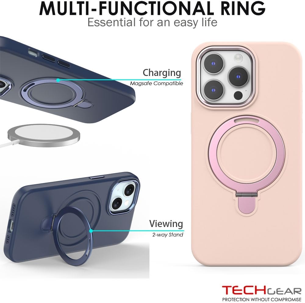 Premium Liquid Silicone Shockproof Anti-Scratch Magnetic Kickstand Case, Soft Microfibre Lining, Compatible with MagSafe Case for iPhone 15 Pro 6.1"
