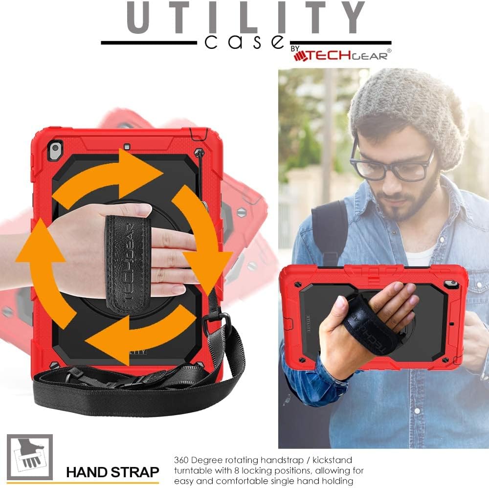 [UTILITY Case] Full Body Shockproof Case with Stand, Hand & Shoulder Strap for Apple iPad 10.2" 2021 - 2019 [9th/8th/7th Generation]
