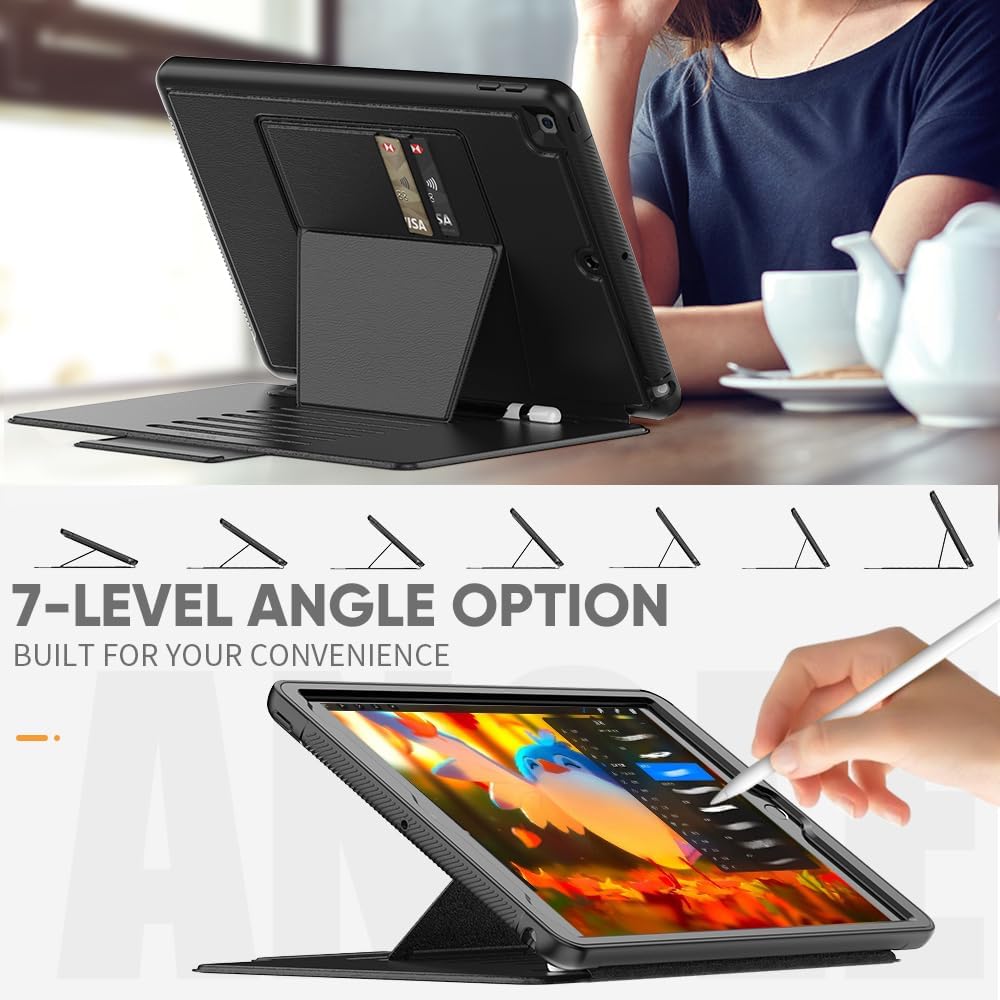 [Enduro Case] Tough Strong Magnetic & Flip Case [Auto Sleep/Wake] Cover with Multi-Angle Stand & Card Slot For Apple iPad 10.2" 2021-2019 9th-7th Gen