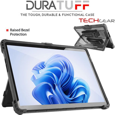 [DuraTUFF Case] Tough Rugged HEAVY DUTY Armour Shockproof Impact Case with Hand Strap, Shoulder Strap & Stand Cover for Microsoft Surface Pro 9