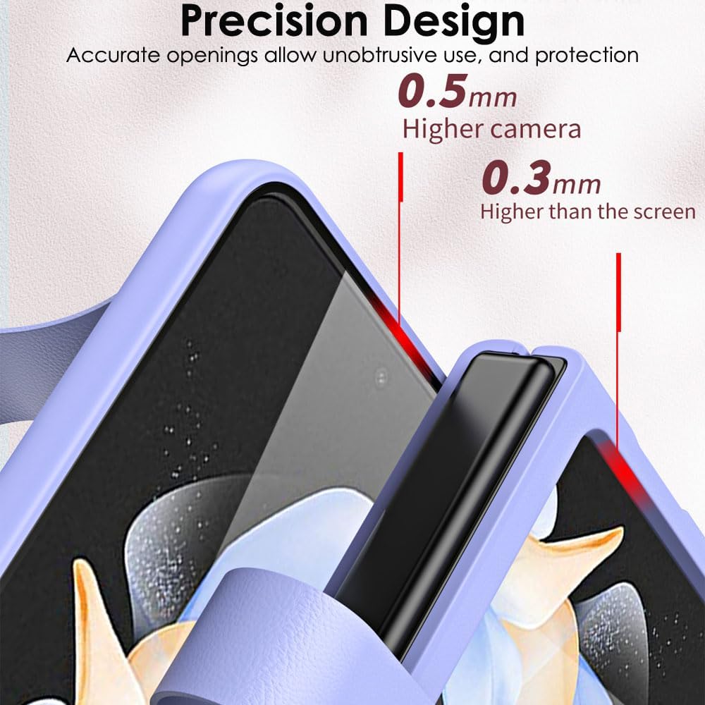 Samsung Galaxy Z Flip 5 Case, Z Flip 5 Leather Case with Leather Finger Holder, Hard PC Shockproof Case
