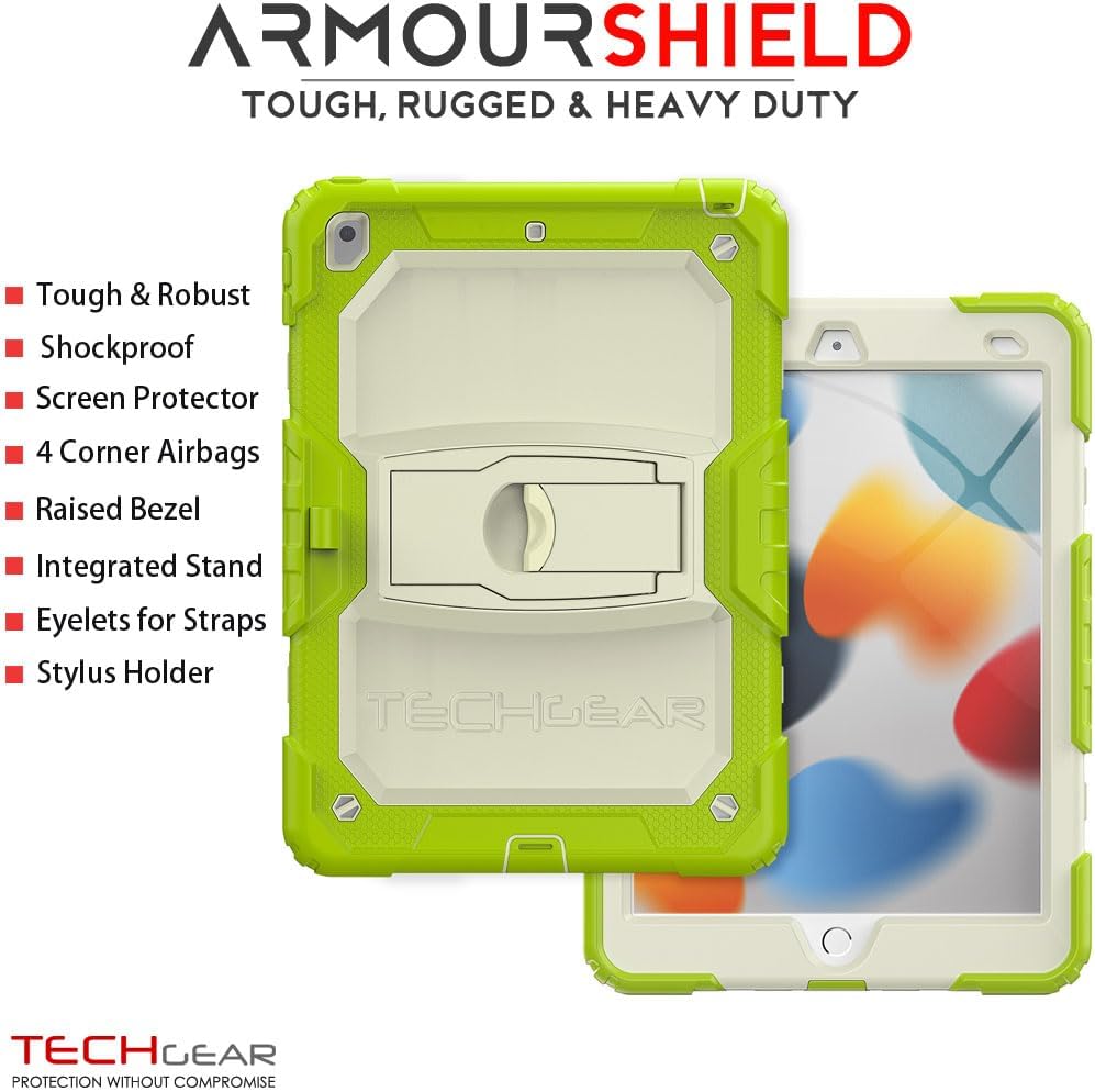 [ArmourSHIELD Case] Full Body Tough Rugged Case with Folding Stand & Screen Protector For Apple iPad 10.2" 2021/2020/2019 [9th/8th/7th Generation]