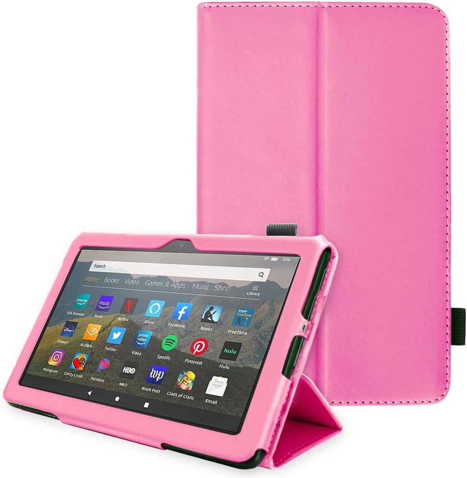 [Folio Case] Smart Cover Stand with Auto Sleep/Wake & Hand Strap For Amazon Fire HD 8" / HD 8" Plus (2024, 2022 & 2020 / 14th, 12th & 10th Generation)