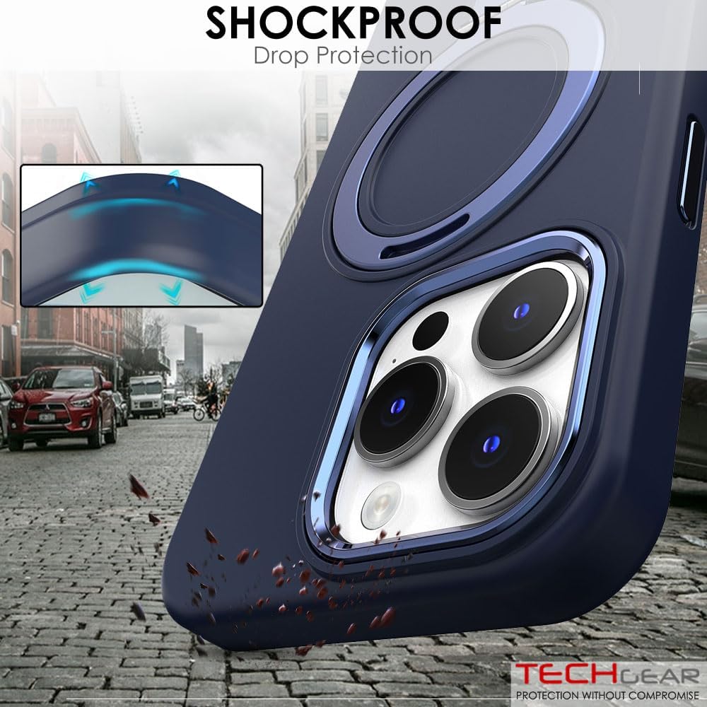 Premium Liquid Silicone Shockproof Anti-Scratch Magnetic Kickstand Case, Soft Microfibre Lining, Compatible with MagSafe Case for iPhone 15 Pro 6.1"