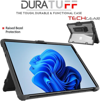 [DuraTUFF Case] Tough Rugged HEAVY DUTY Armour Shockproof Impact Case with Hand Strap, Shoulder Strap & Stand Cover for Microsoft Surface Pro 8