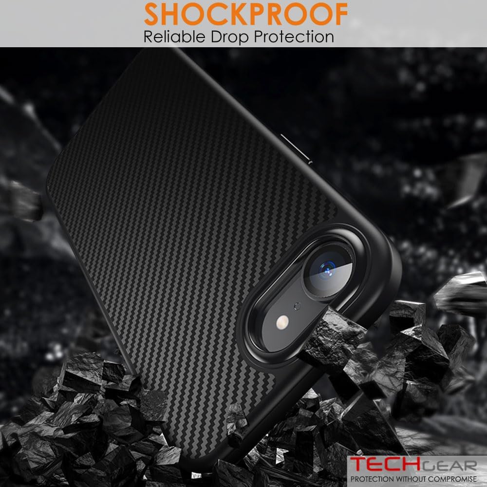[Carbon Fibre Detail] iPhone 16e Ultra Magnetic Shockproof Slim Case with Tough Hard Back Compatible with MagSafe