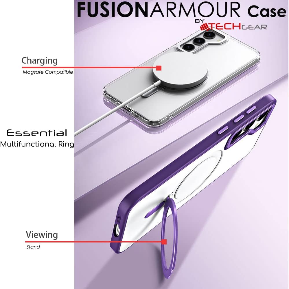[Fusion Armour Ring] Premium Tough Protective Magnetic Ring Kickstand Case, MagSafe Case for Samsung Galaxy S24 Plus