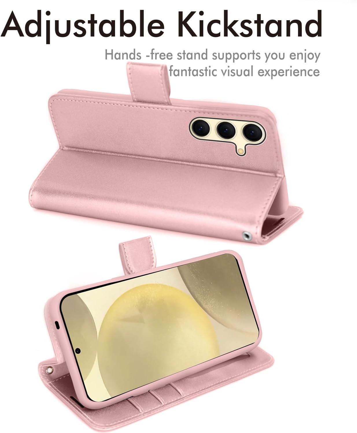 [Wallet Case] Protective Cover with Cash & Card Holder, Stand and Wrist Strap For Samsung Galaxy S24 Plus