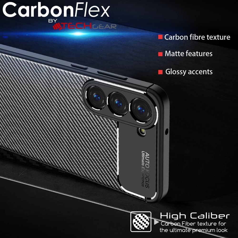 [CarbonFlex Case] Flexible, Shockproof, Ultra Slim, Soft TPU Protective Shell Cover with Carbon Fibre Detailing for Samsung Galaxy S24 Plus