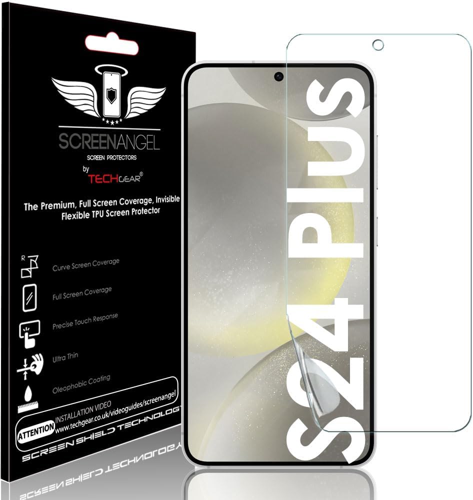 [Screen Angel Edition] Case Friendly Screen Protector [Bubble Free] [FULL Screen Coverage] HD Clear Flexible TPU Film For Samsung Galaxy S24 Plus