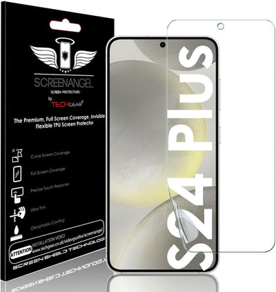[Screen Angel Edition] Case Friendly Screen Protector [Bubble Free] [FULL Screen Coverage] HD Clear Flexible TPU Film For Samsung Galaxy S24 Plus