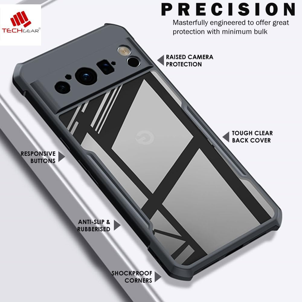 [Fusion Armour Case] Premium Hybrid Tough Heavy Duty, Clear Back, Bumper Case for Google Pixel 8 Pro 5G