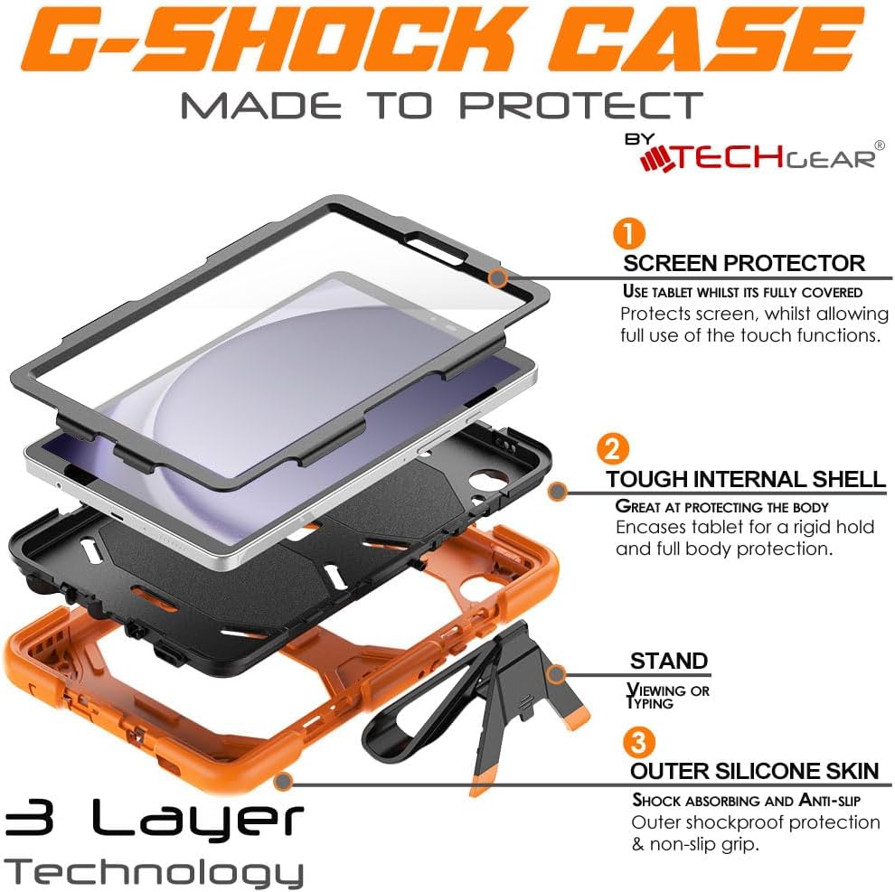 [G-SHOCK Case] Heavy Duty Long Survival Screen Protector Case for Samsung Galaxy Tab A9 8.7" (SM-X110 / SM-X115)