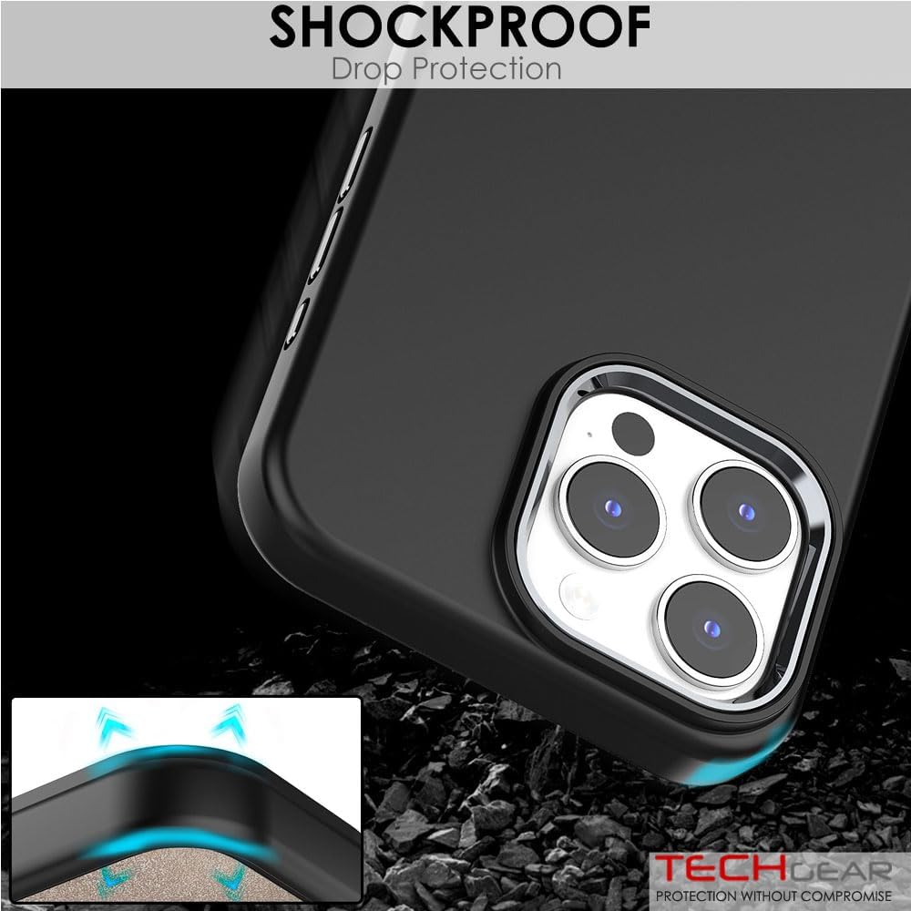 TECHGEAR iPhone 15 Pro Magnetic Silicone Case, Premium Liquid Silicone Anti-Scratch Compatible with MagSafe Soft Gel Rubber, Microfibre Lining Shockproof Phone Case For iPhone 15 Pro 6.1" - Black