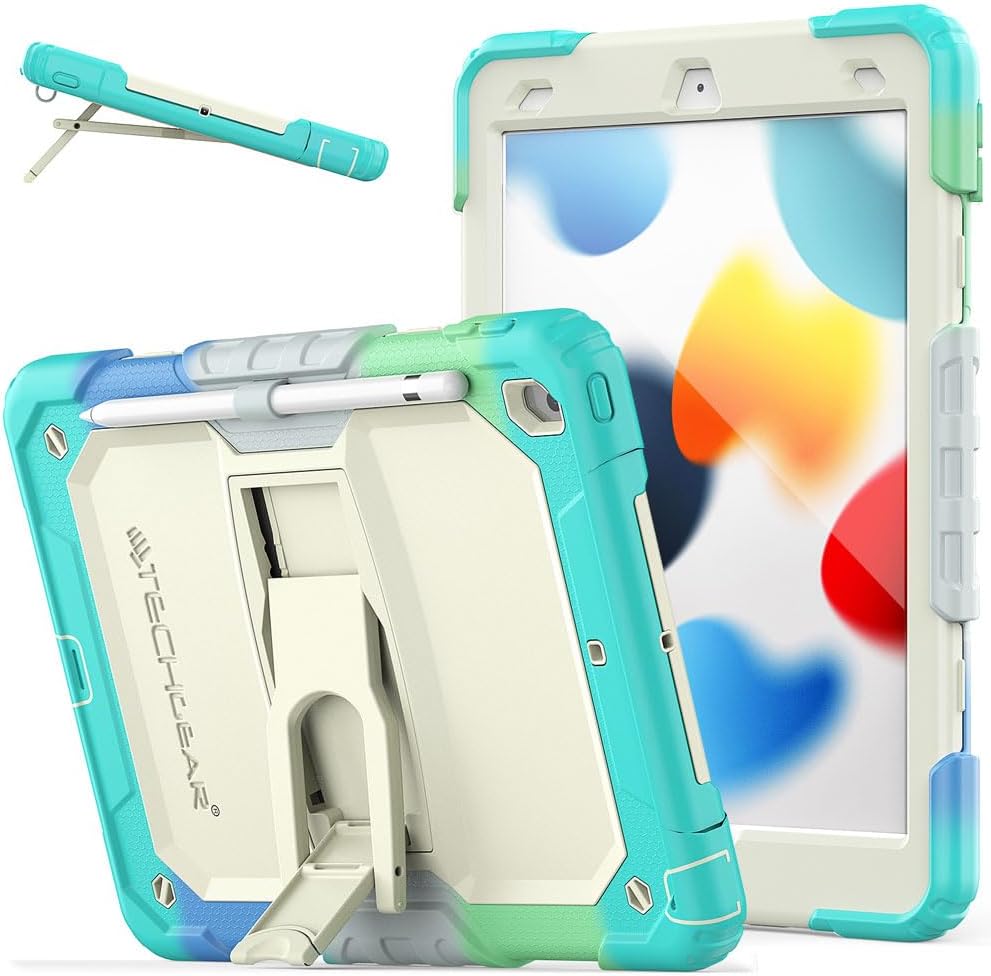[ArmourSHIELD Case] Full Body Tough Rugged Case with Folding Stand & Screen Protector For Apple iPad 10.2" 2021/2020/2019 [9th/8th/7th Generation]