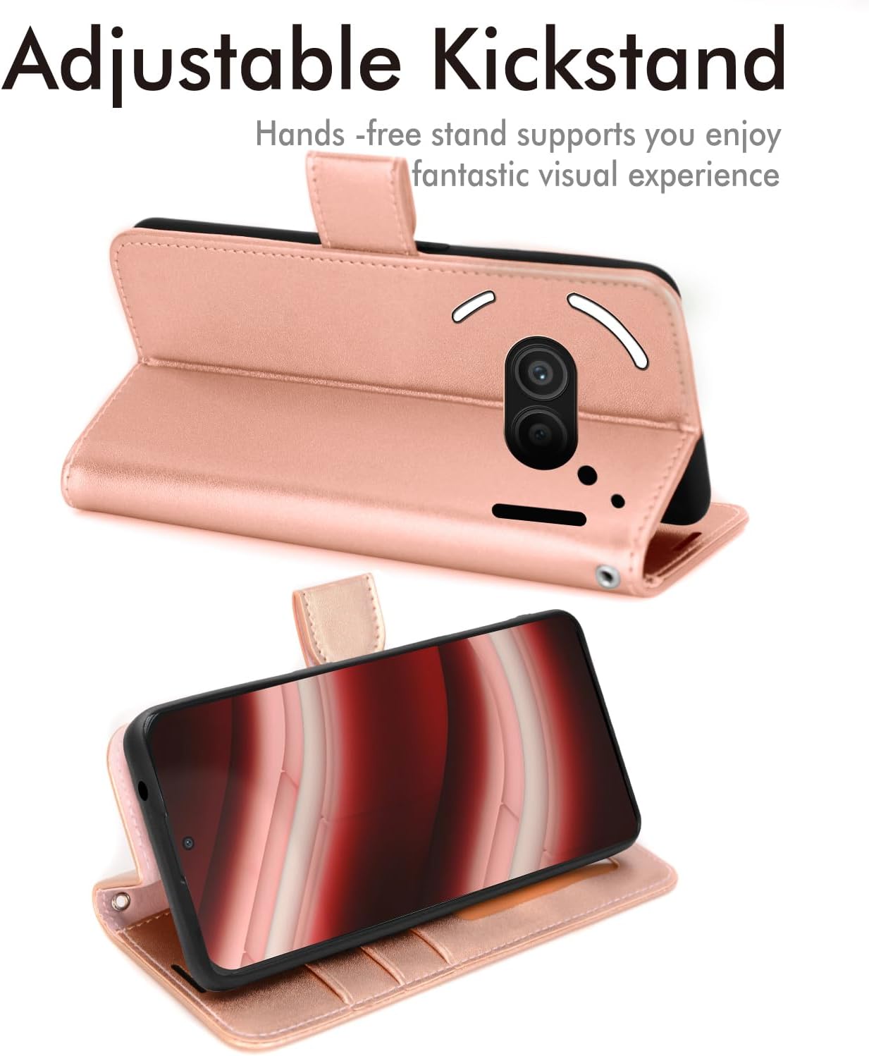[Leather Wallet Case] Protective Cover with Cash & Card Holder, Stand and Wrist Strap For Nothing Phone 2a