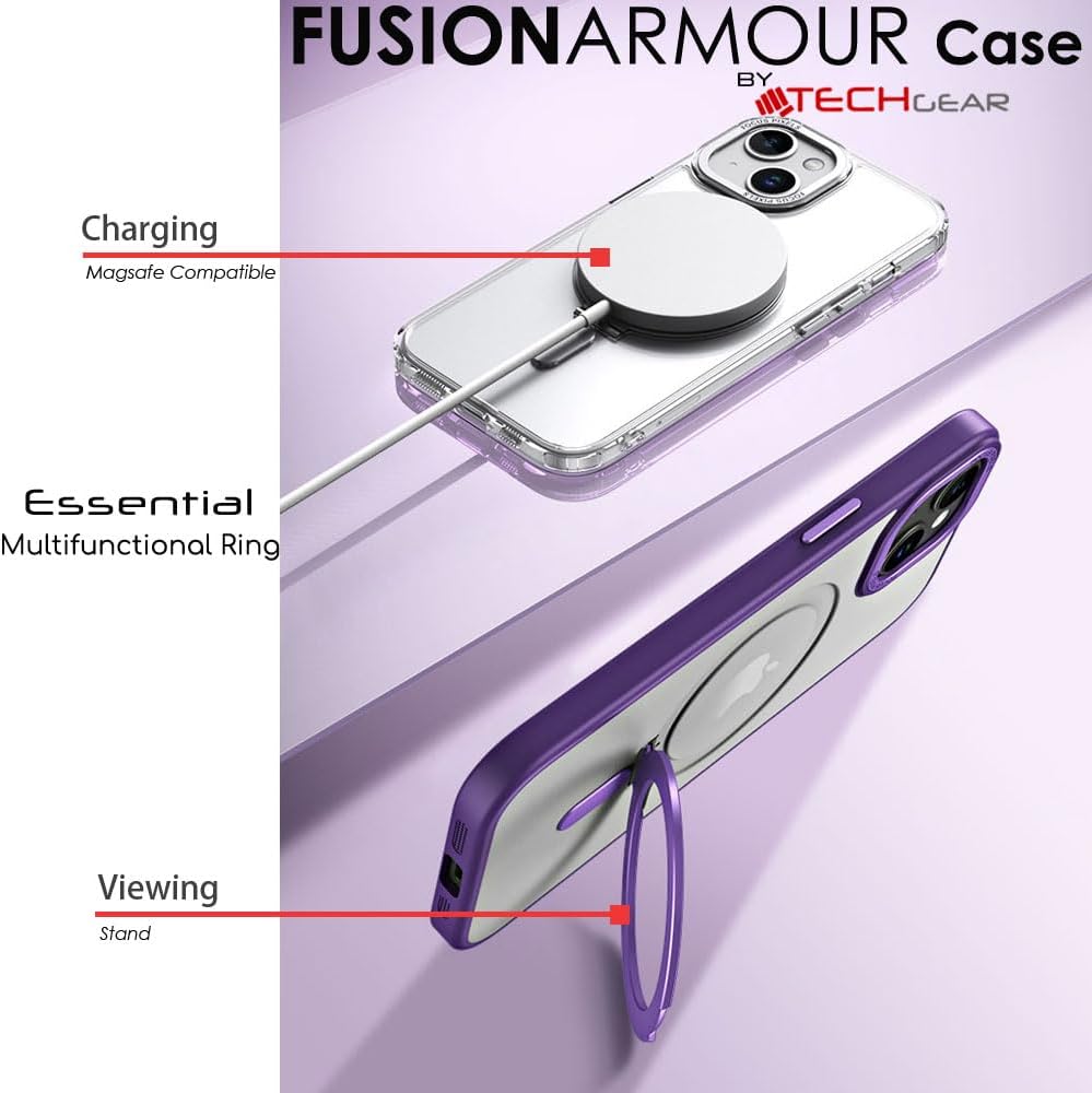 [Fusion Armour Ring] Premium Tough Protective Magnetic Ring Kickstand Case, MagSafe Case for iPhone 15 Plus 6.7"