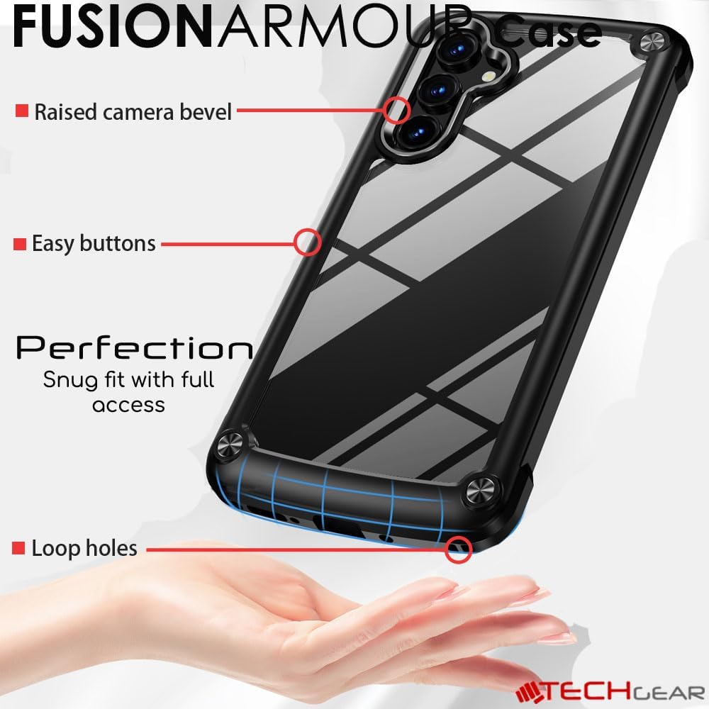 [Fusion Armour Case] Premium Hybrid Tough Heavy Duty, Clear Back, Bumper Case for Samsung A14 & A14 5G