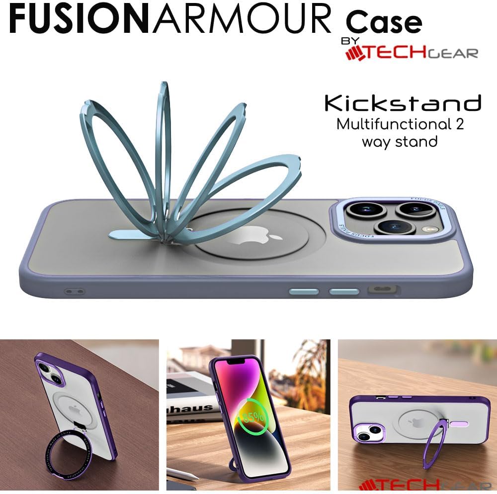 [Fusion Armour Ring] Premium Tough Protective Magnetic Ring Kickstand Case, MagSafe Case for iPhone 15 Pro Max 6.7"