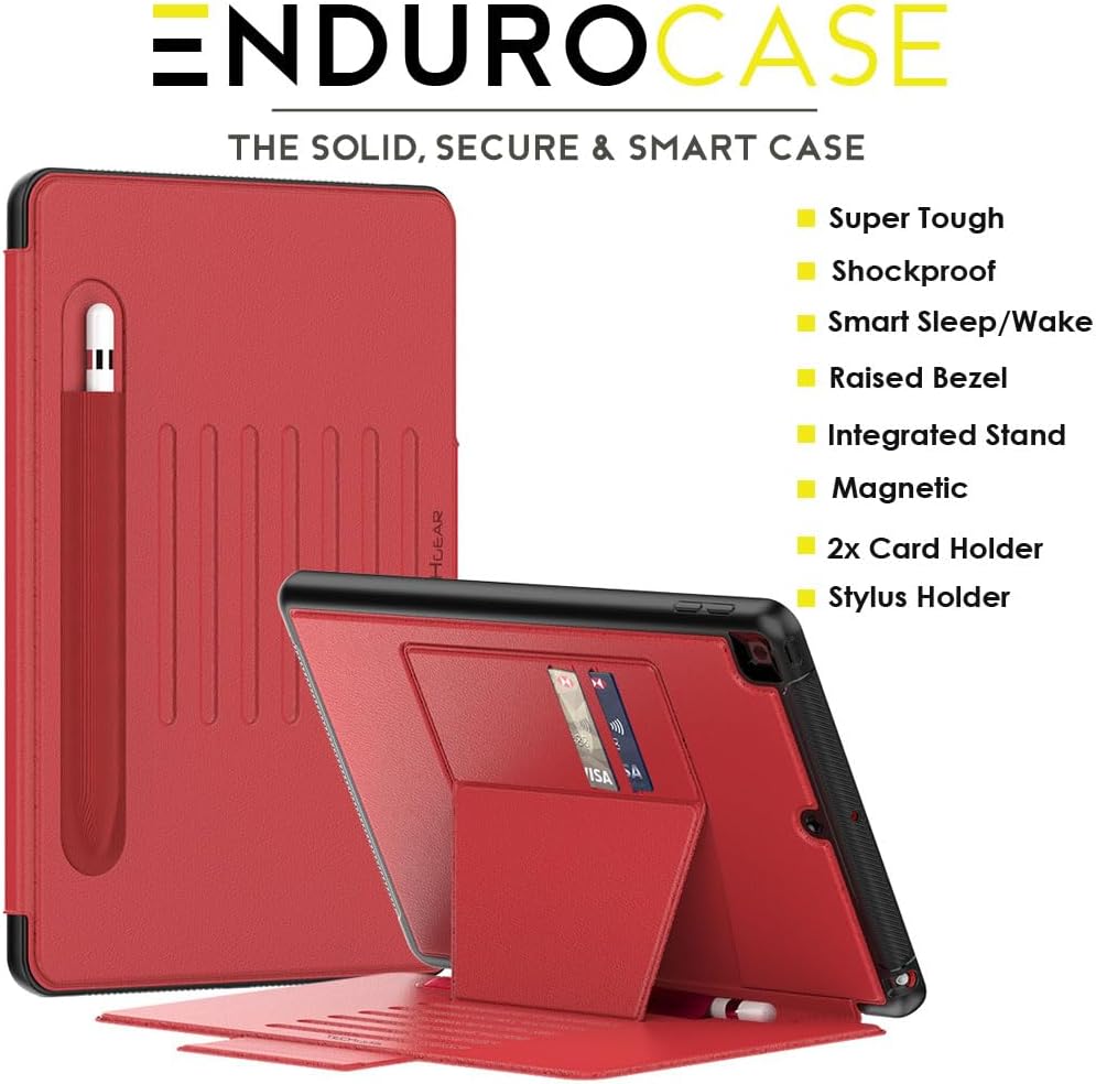 [Enduro Case] Tough Strong Magnetic & Flip Case [Auto Sleep/Wake] Cover with Multi-Angle Stand & Card Slot For Apple iPad 10.2" 2021-2019 9th-7th Gen