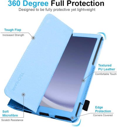 TECHGEAR [Folio Case] Leather Stand Cover with Hand Strap for Samsung Galaxy Tab A11 / A9 8.7" (SM-X130/X135/X110/X115)