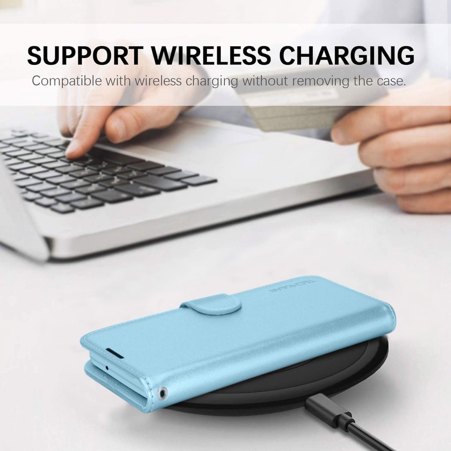 [Wallet Case] Protective Cover with Cash & Card Holder, Stand and Wrist Strap For Apple iPhone 15