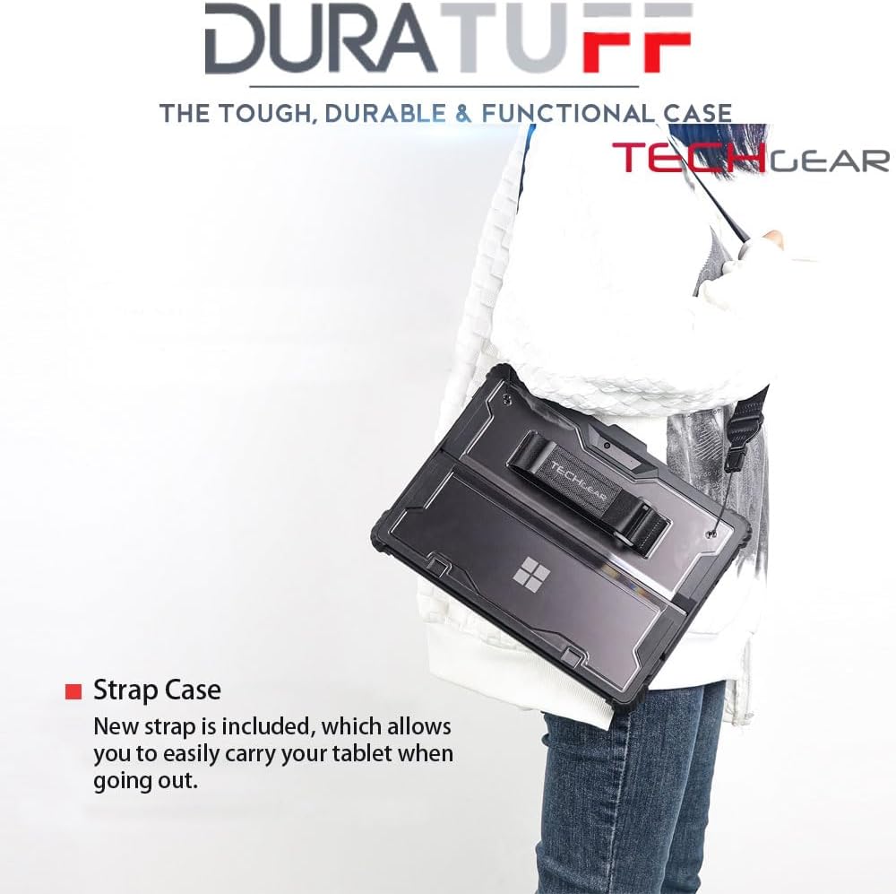 [DuraTUFF Case] Tough Rugged HEAVY DUTY Armour Shockproof Impact Case with Hand and Shoulder Strap & Stand Cover for Microsoft Surface Pro 4 5 6 7 7+