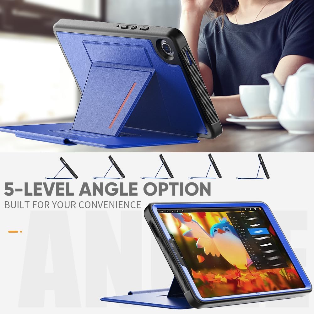 [Enduro Case] Tough Strong Magnetic & Flip Case [Auto Sleep/Wake] Cover with Multi-Angle Stand & Card Slot For Samsung Tab A9 8.7" (SM-X110 / X115)