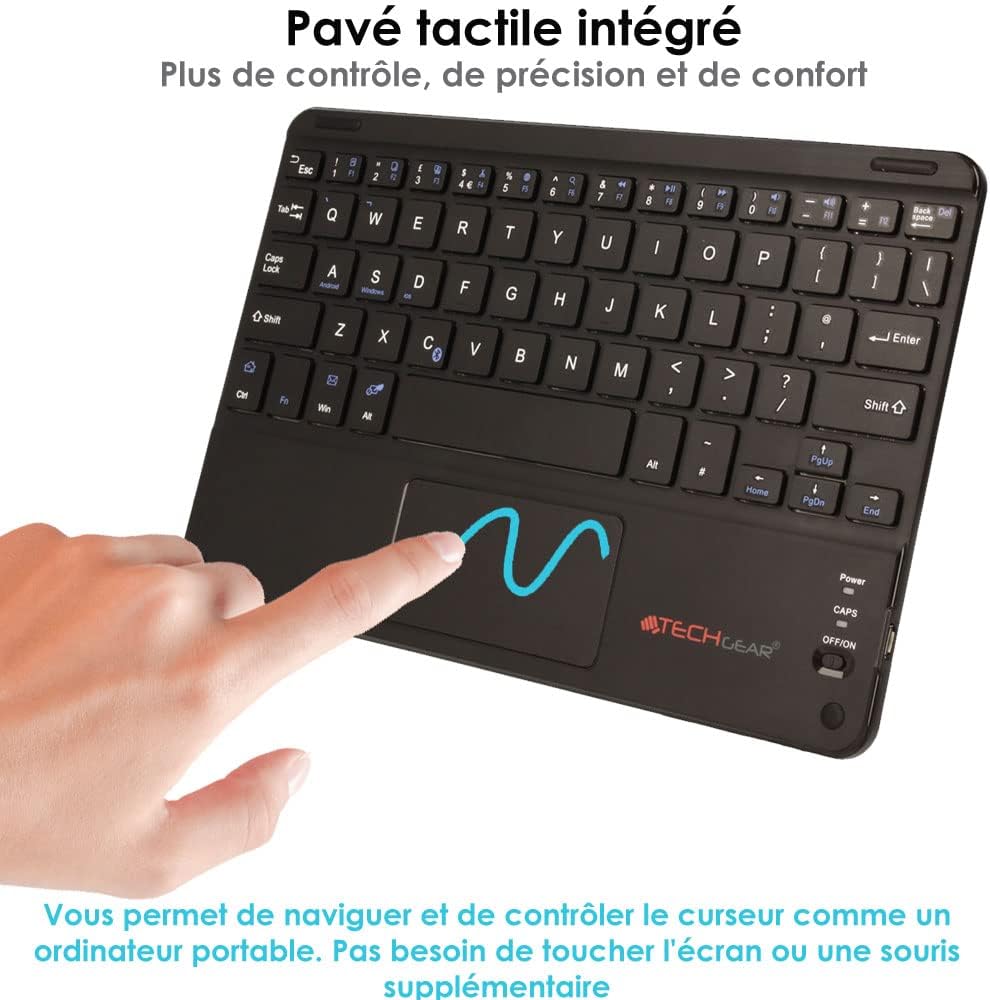[Active Strike Pro] French AZERTY Slim Bluetooth Wireless Keyboard with Mouse Touchpad