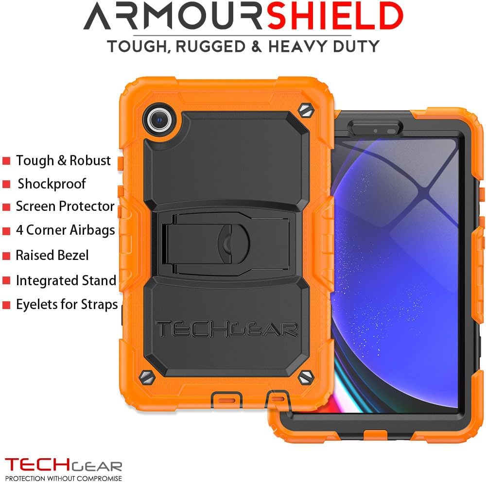 [ArmourSHIELD Case] Full Body Tough Rugged Case with Folding Stand & Screen Protector For Samsung Galaxy Tab A9 8.7" (SM-X110 / SM-X115)