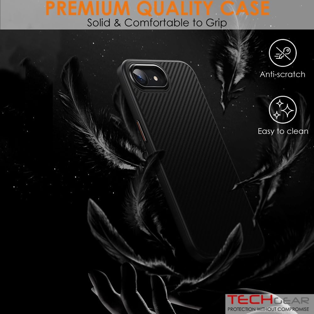 [Carbon Fibre Detail] iPhone 16e Ultra Magnetic Shockproof Slim Case with Tough Hard Back Compatible with MagSafe