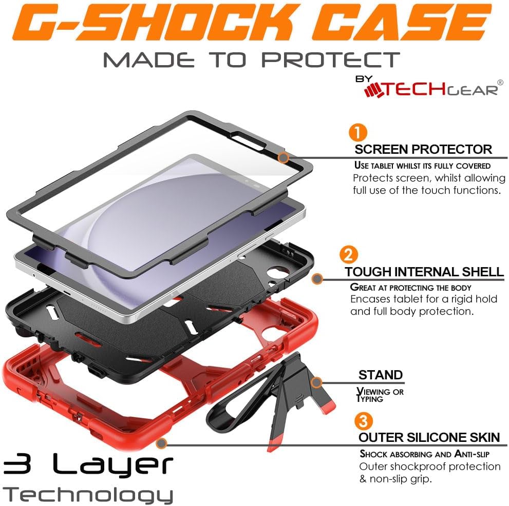 [G-SHOCK Case] Heavy Duty Long Survival Screen Protector Case for Samsung Galaxy Tab A9 8.7" (SM-X110 / SM-X115)