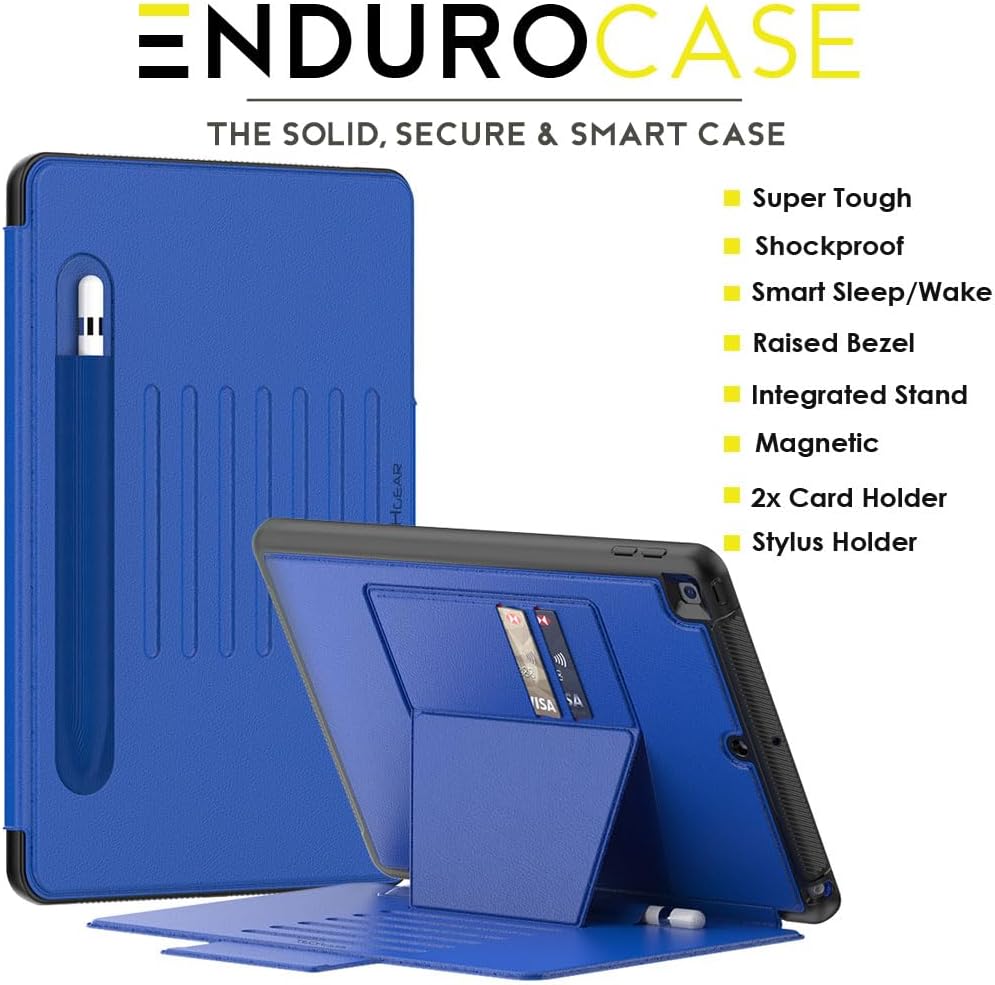 [Enduro Case] Tough Strong Magnetic & Flip Case [Auto Sleep/Wake] Cover with Multi-Angle Stand & Card Slot For Apple iPad 10.2" 2021-2019 9th-7th Gen