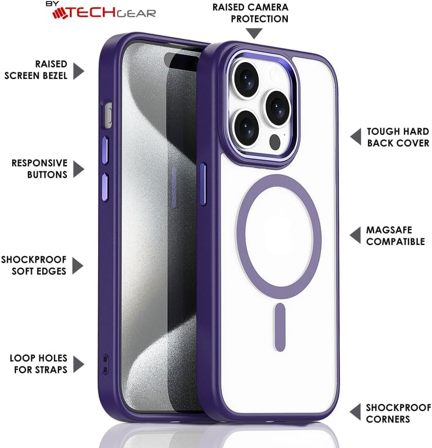 iPhone 15 Pro Max Tough MagSafe Case [Magnetic Fusion] Premium Tough Rugged Protective Case Slim Heavy Duty Protection with Clear Back