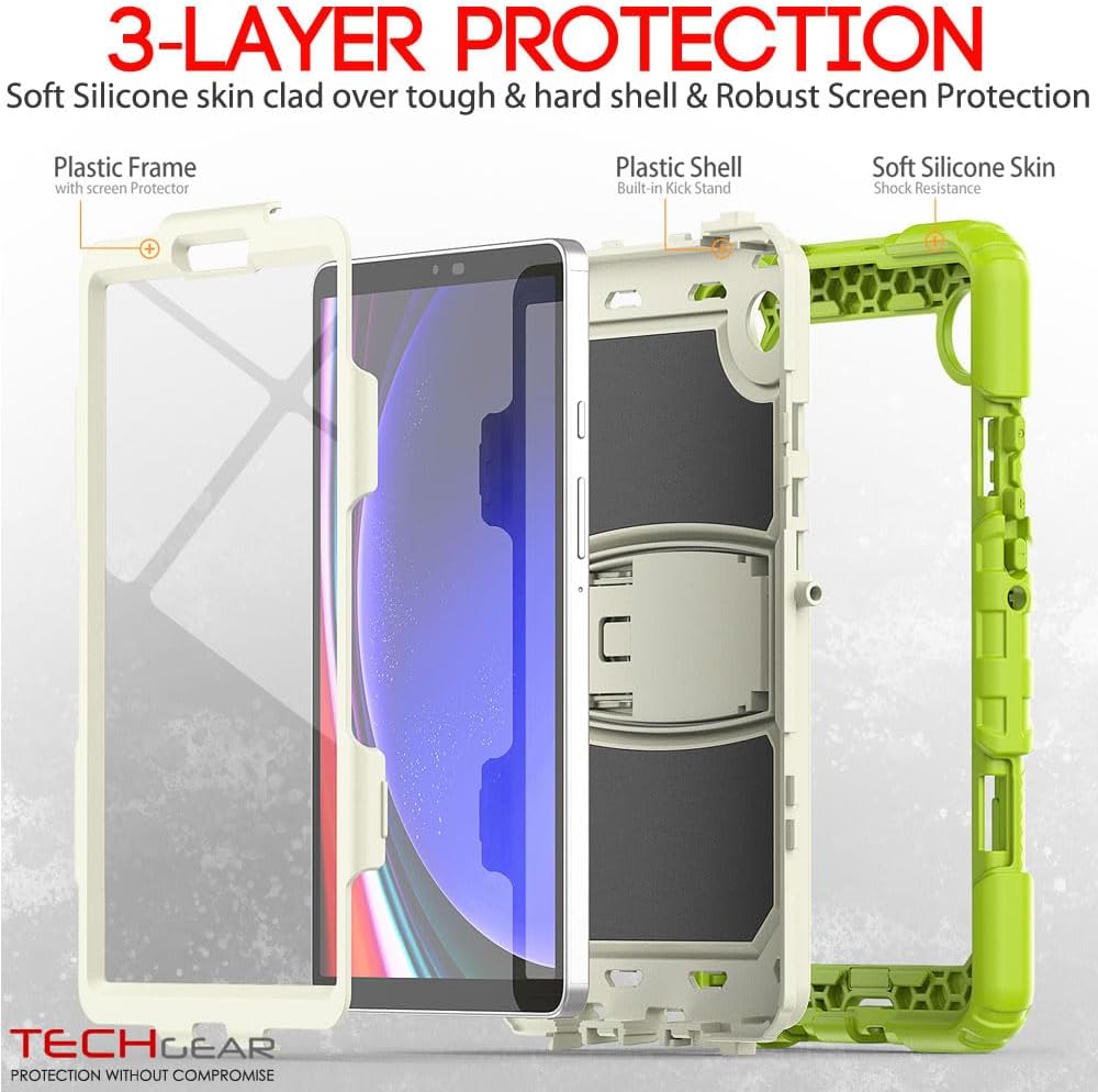 [ArmourSHIELD Case] Full Body Tough Rugged Case with Folding Stand & Screen Protector For Samsung Galaxy Tab A9 8.7" (SM-X110 / SM-X115)