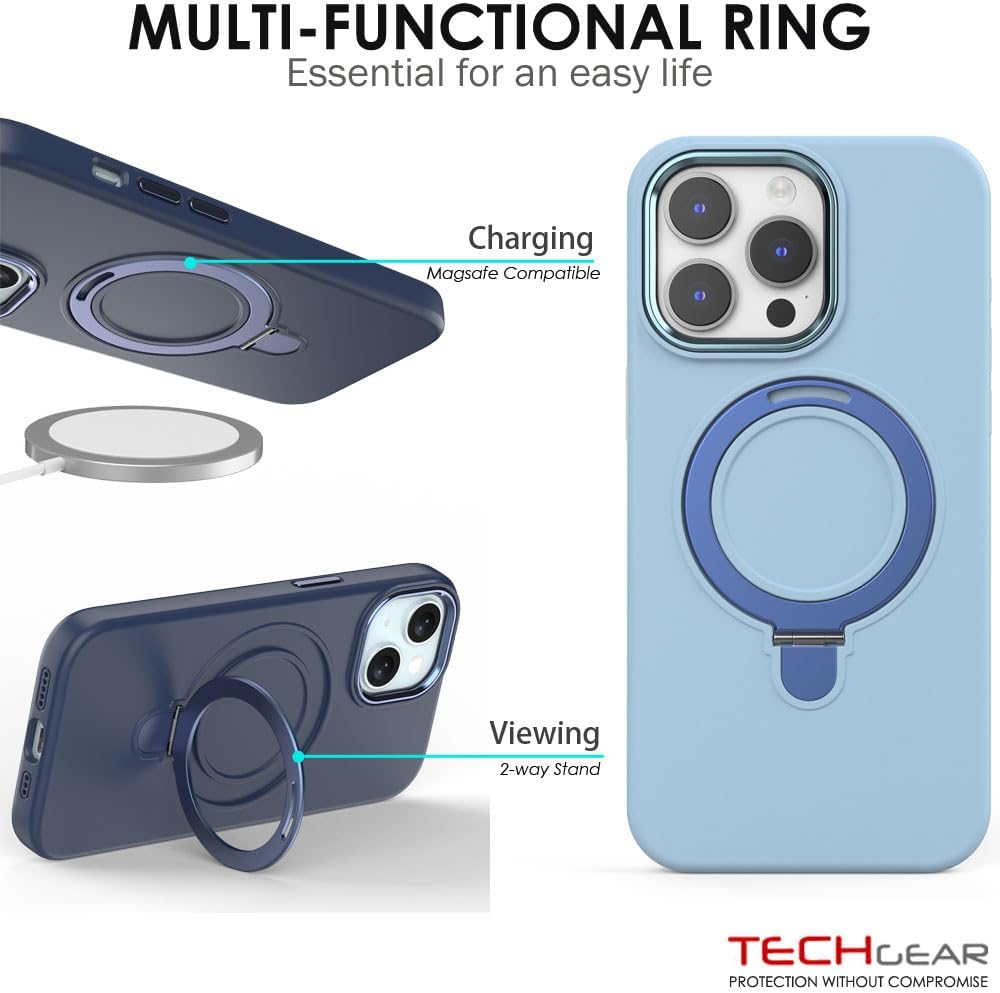Premium Liquid Silicone Shockproof Anti-Scratch Magnetic Kickstand Case, Soft Microfibre Lining, Compatible with MagSafe Case for iPhone 15 Pro 6.1"