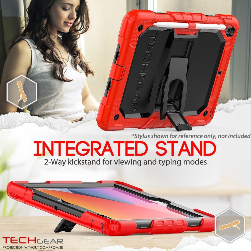 [ArmourSHIELD Case] Full Body Tough Rugged Case with Folding Stand & Screen Protector For Apple iPad 10.2" 2021/2020/2019 [9th/8th/7th Generation]