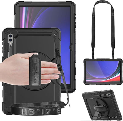 [UTILITY Case] Full Body Shockproof Case with Stand, Hand & Shoulder Strap for Samsung Galaxy Tab S9 Ultra (SM-X910, SM-X916 Series)