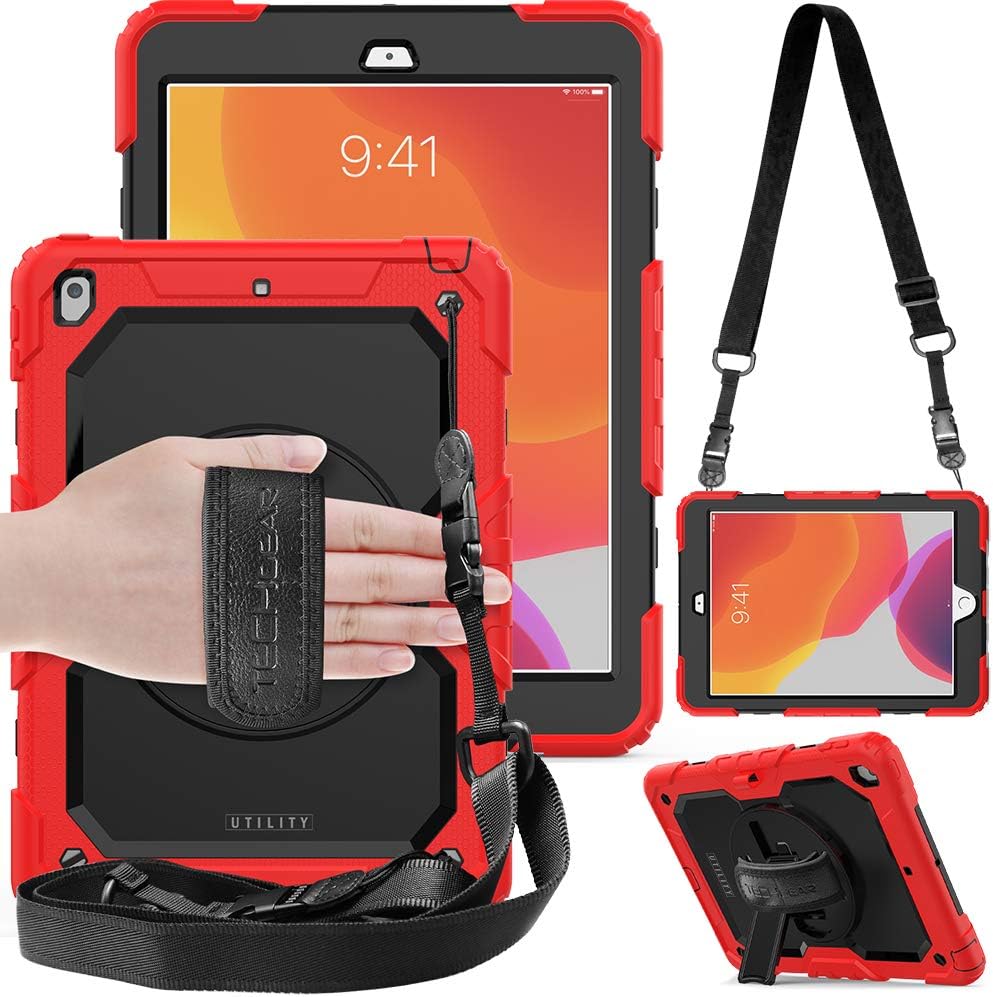 [UTILITY Case] Full Body Shockproof Case with Stand, Hand & Shoulder Strap for Apple iPad 10.2" 2021 - 2019 [9th/8th/7th Generation]