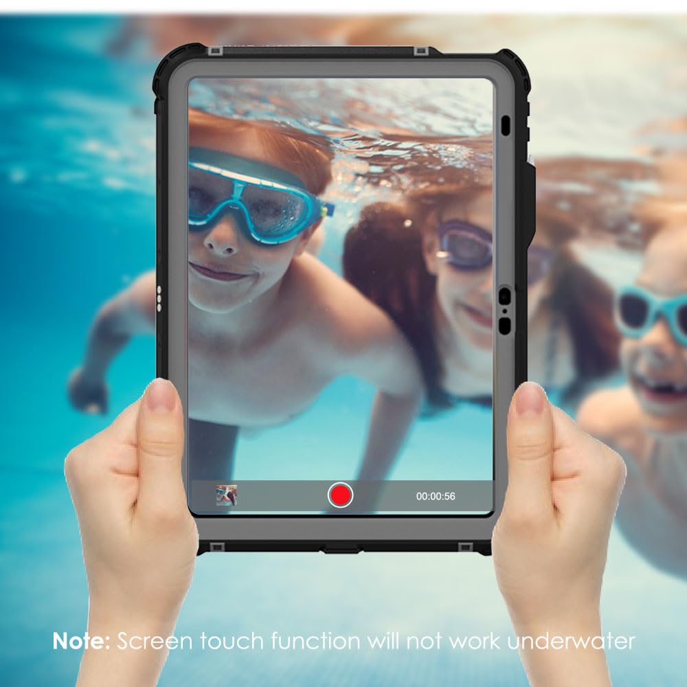 TECHGEAR iPad A16 Waterproof Case 11th Generation (11" / 2025) & iPad 10th Gen 10.9 inch – Poseidon Rugged Shockproof Cover with Screen Protector, Stand, Shoulder & Hand Strap