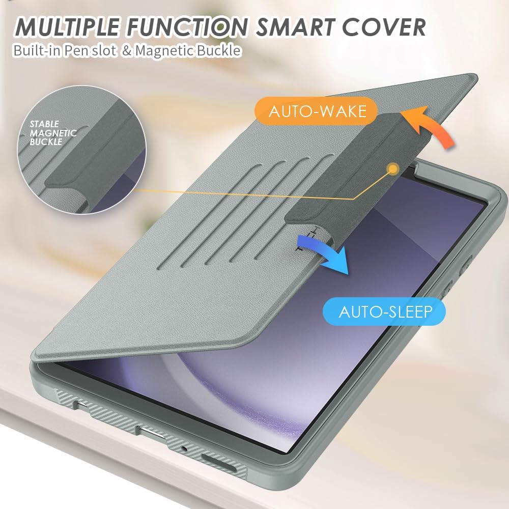 [Enduro Case] Tough Strong Magnetic & Flip Case [Auto Sleep/Wake] Cover with Multi-Angle Stand & Card Slot For Samsung Tab A9 8.7" (SM-X110 / X115)