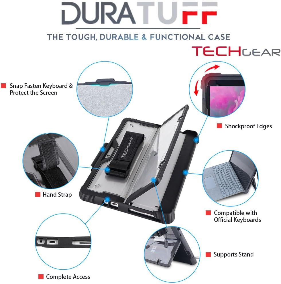 [DuraTUFF Case] Tough Rugged HEAVY DUTY Armour Shockproof Impact Case with Hand Strap, Shoulder Strap & Stand Cover for Microsoft Surface Pro 9