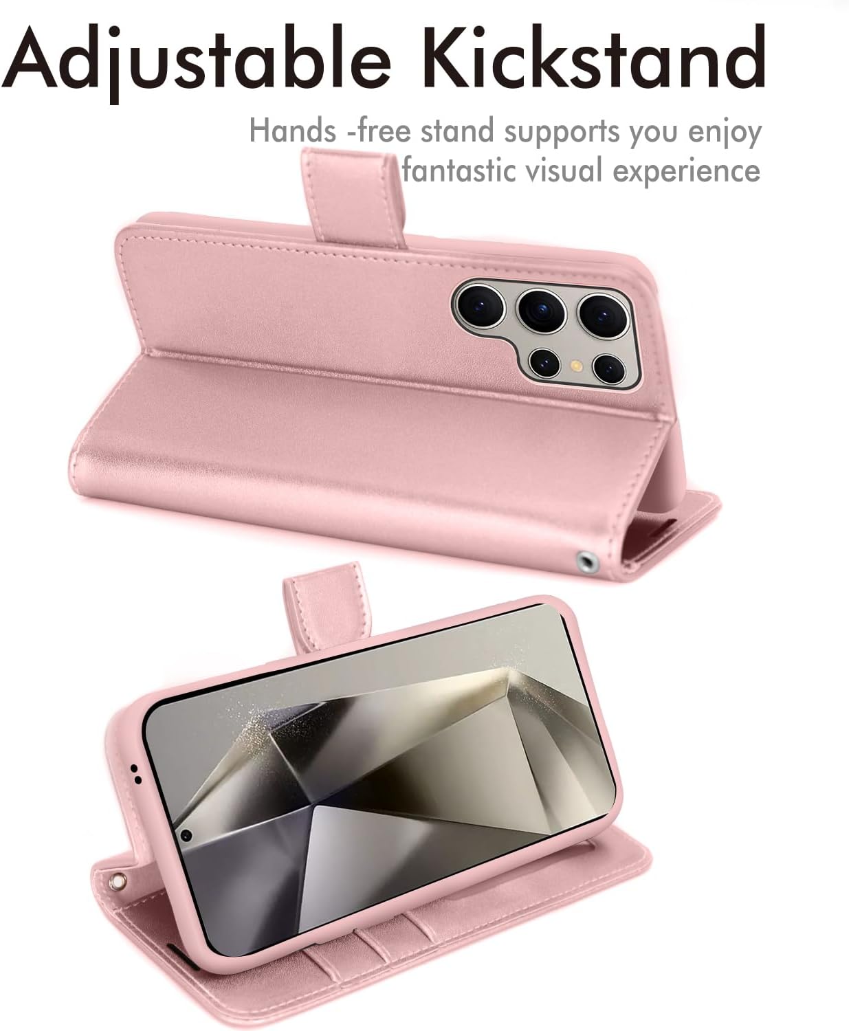 [Wallet Case] Protective Cover with Cash & Card Holder, Stand and Wrist Strap For Samsung Galaxy S24 Ultra